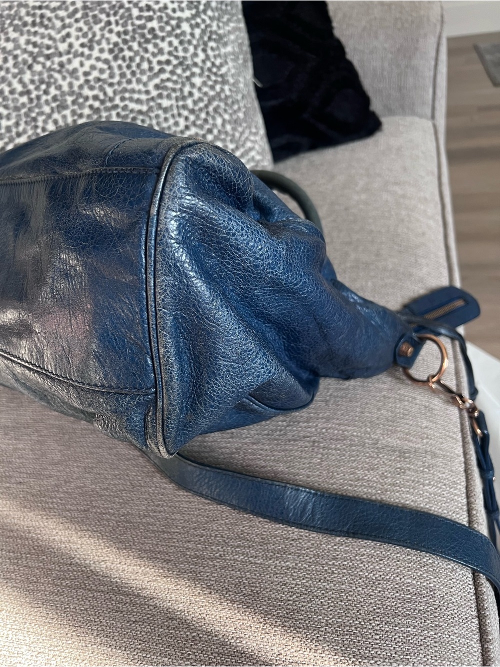 Balenciaga Vintage Le City Velo Navy Blue Leather Satchel Bag - Picture 10 of 13